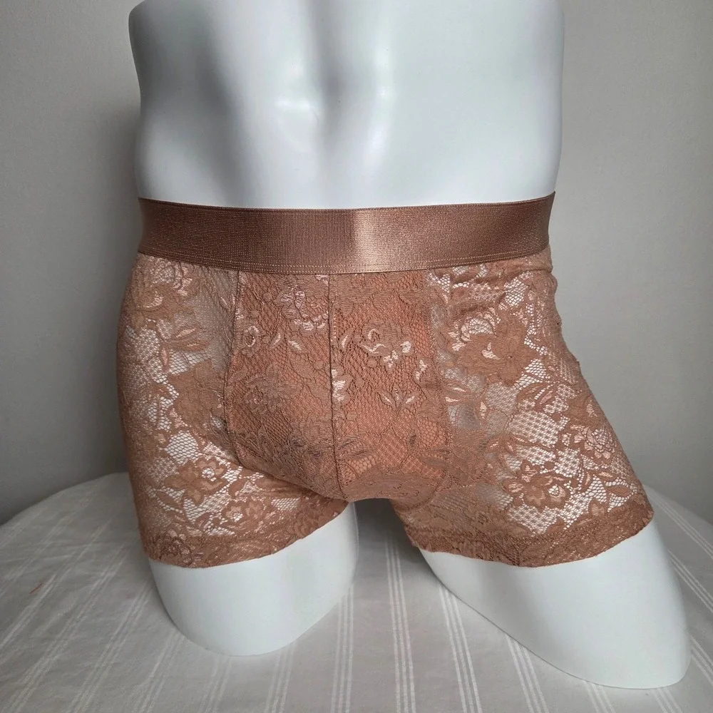 Cosabella Men's Designer Lace Trunks Floral Stretch Underwear New Classic Brown
